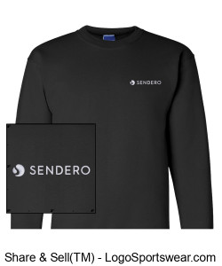 Champion Adult Powerblend Crewneck Sweatshirt - Standard Logo, Black Design Zoom